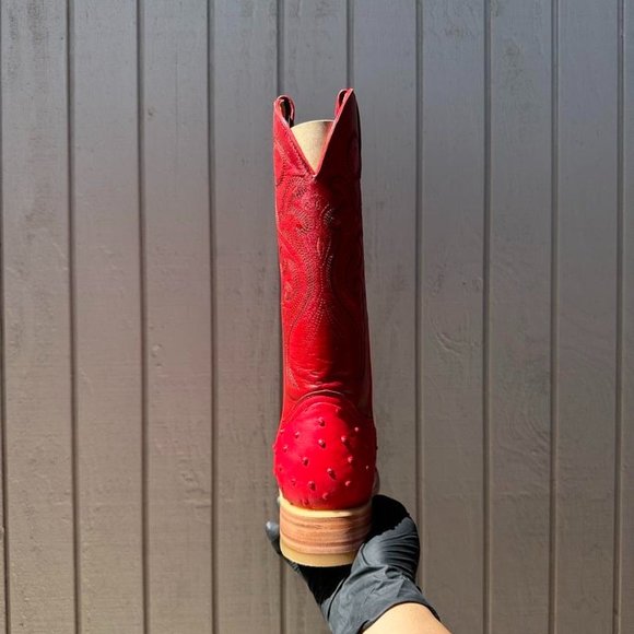 #19 Red Ostrich Finish Western Boot - Picture 5 of 5
